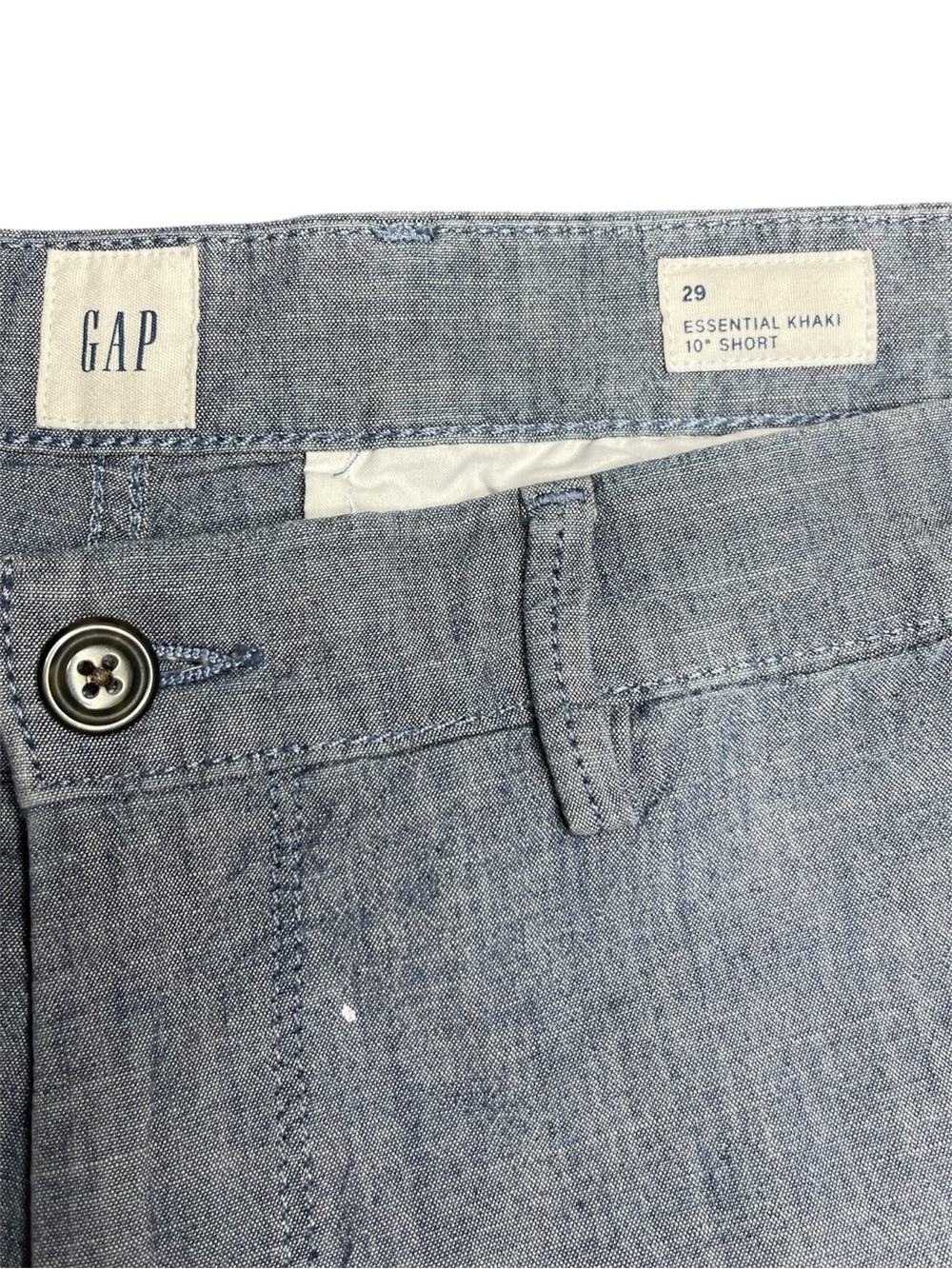 GAP Men's Sky Blue Linen-Blend Flat Front Shorts - Picture 3 of 5